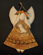 Anio�ek wisz�cy, szkliwiony ,brazowy z ptaszkiem