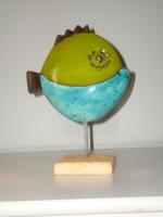 Ryba ceramiczna na piku(zielono-niebieska)